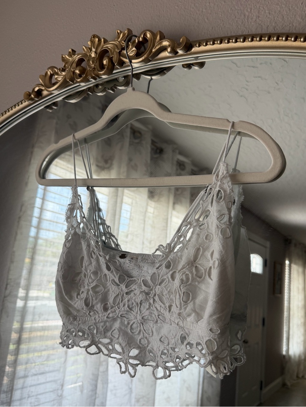 Free People White Lace Cutout Bralette